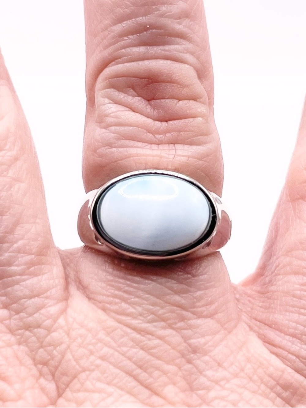 Size 7.5 Larimar 925 Sterling Silver Ring